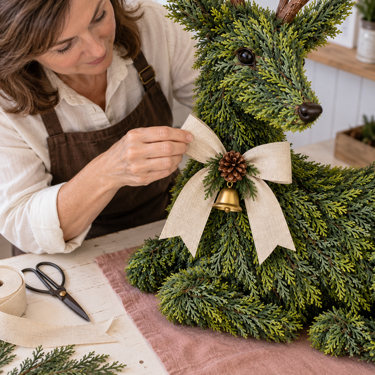 Evergreen Reindeer Christmas Decoration