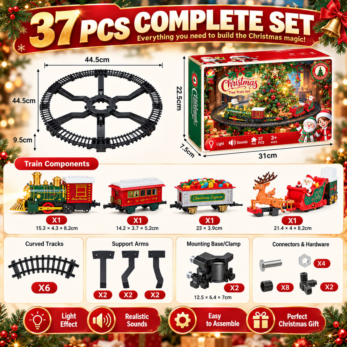 🚂🎄 Christmas Express Around the Tree™ | 37-Piece Light & Sound Train Set
