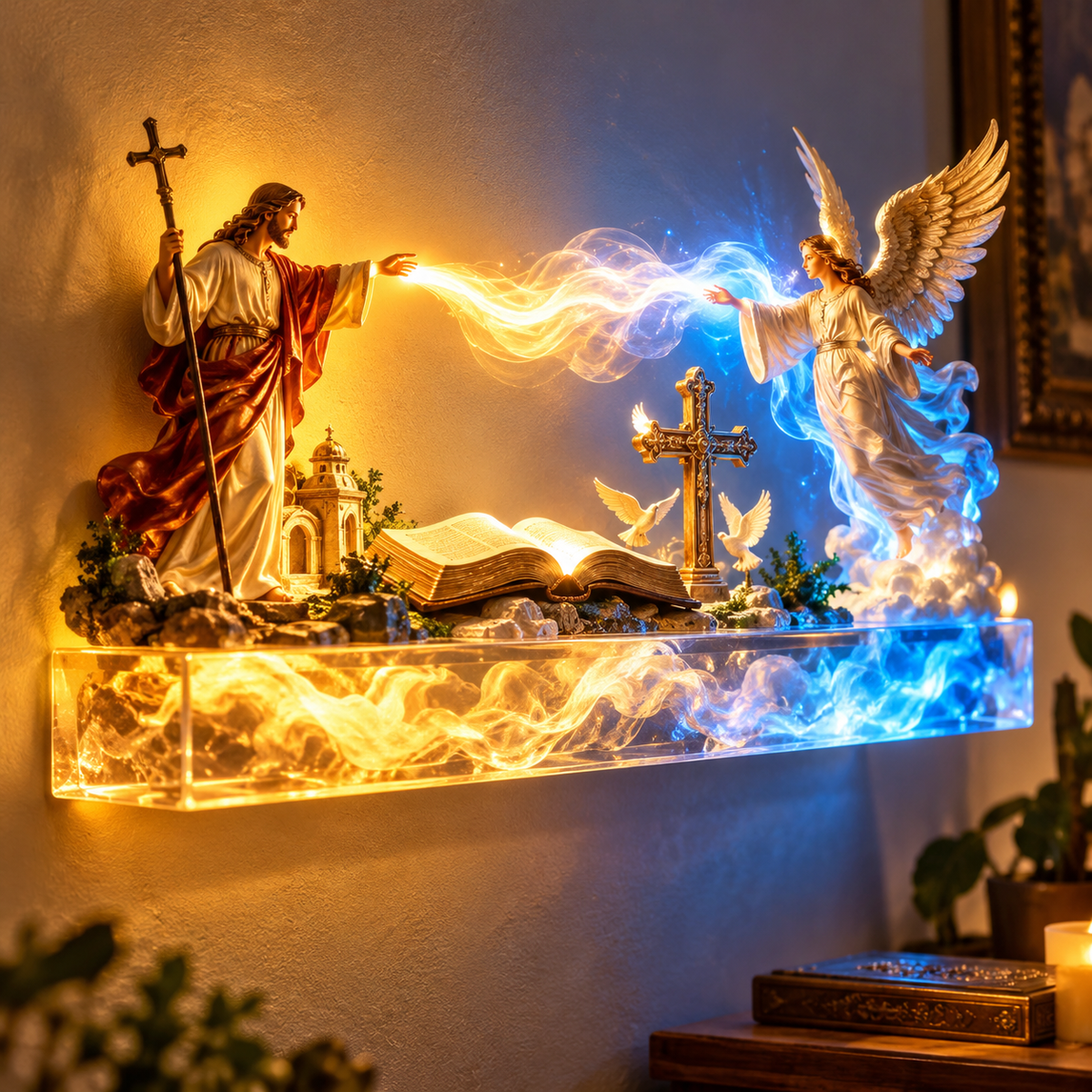 ✝️ Heaven’s Radiance | 3D Jesus & Angels Wall Decor