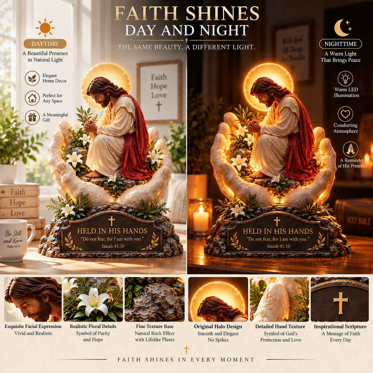 🙏🤍 Faith & Stillness™ | Illuminated Jesus Prayer Figurine