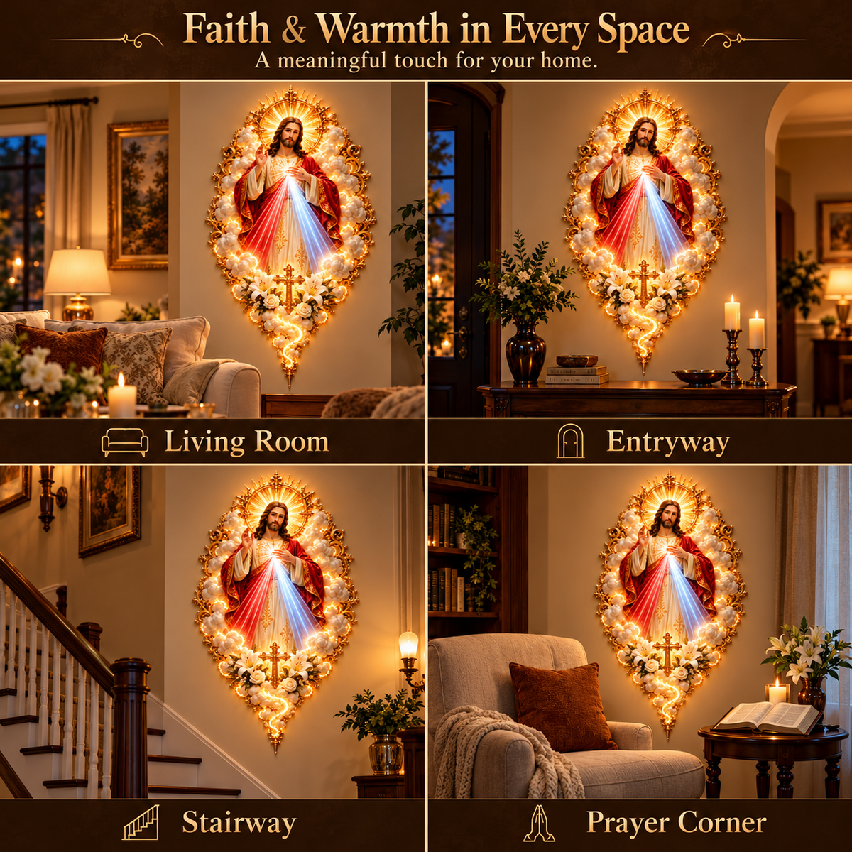 ✝️✨ Mercy in Radiance™ | Divine Mercy Jesus Golden Wall Art