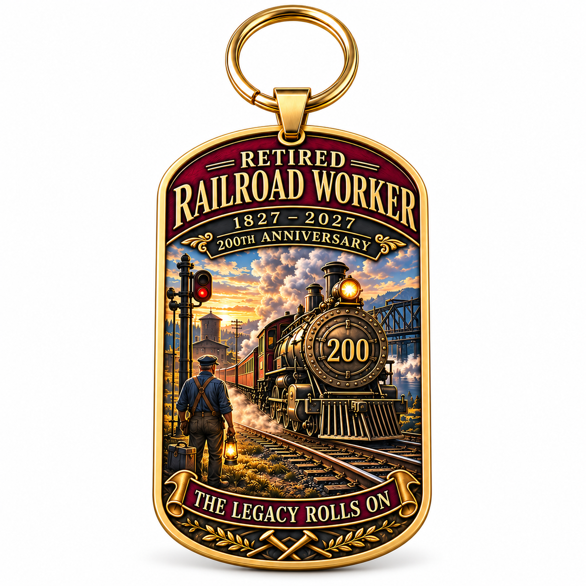 🚂 Built by Generations | Railroad Worker 200th Anniversary Keychain