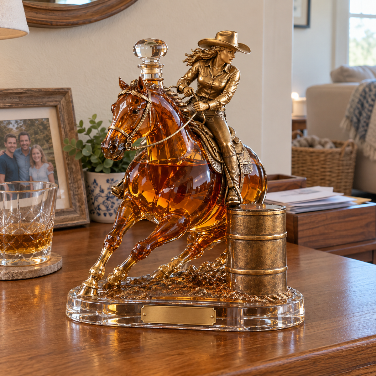 🐎🥃 Ride Hard, Pour Proud | Cowgirl Barrel Racing Whiskey Decanter