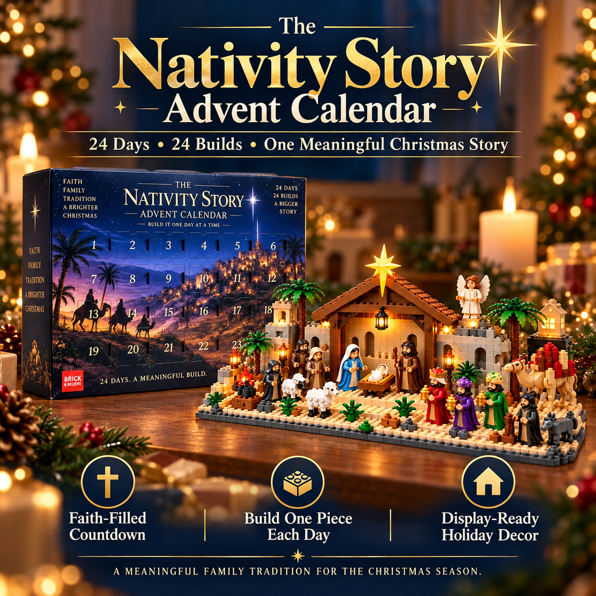 ✝️🧱 24-Day Buildable Nativity Advent Calendar – Build the Christmas Story