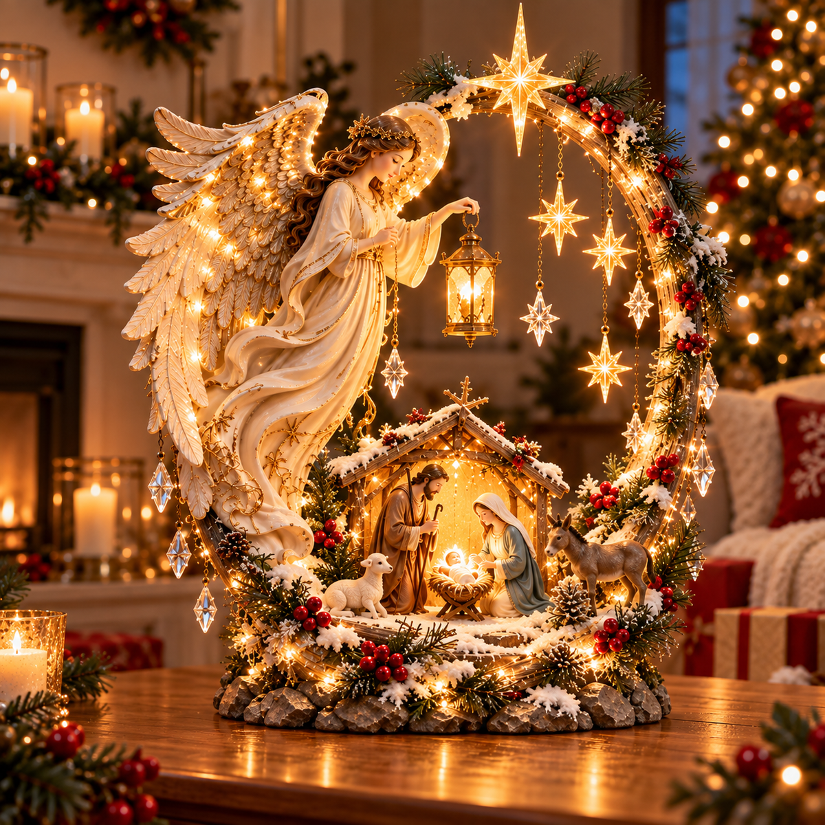 ✨ LAST DAY 49% OFF🔥🌟 Heaven Over Bethlehem™ | Lighted Angel Nativity Decor