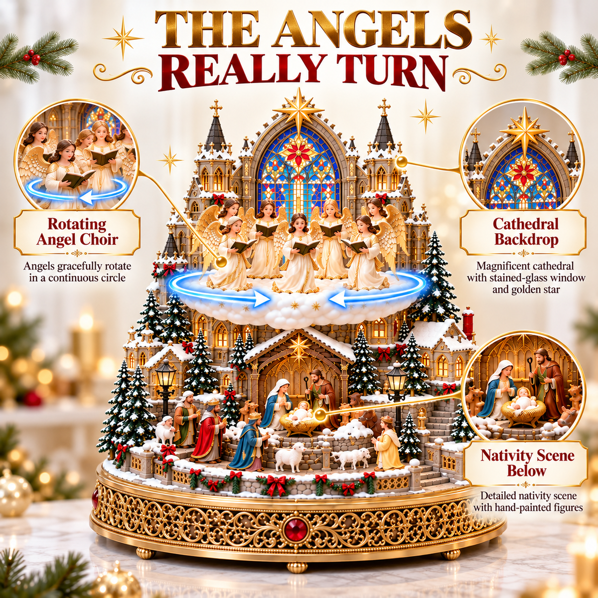 ✨ When Angels Sing | Lighted & Rotating Nativity Village 👼🎄