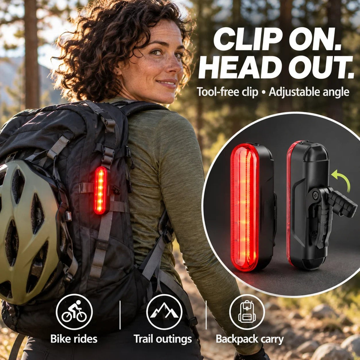 🚨 LED Bicycle Rear Light with Brake Flash | Laser Safety Zone, 22h Long Battery Life