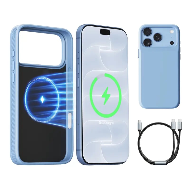 🔋 PinkBird Power Case for iPhone – Slim Protective Battery Case with Dual Charging & Type-C Fast Charge