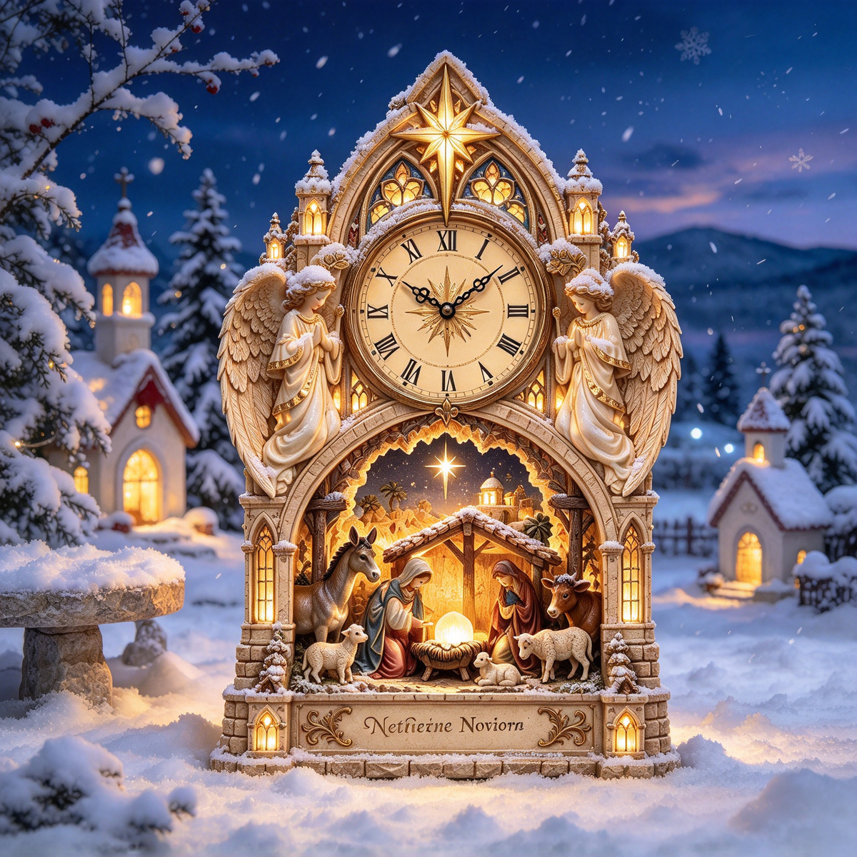 ✝️✨ Holy Night Cathedral™ | Lighted Nativity Christmas Clock