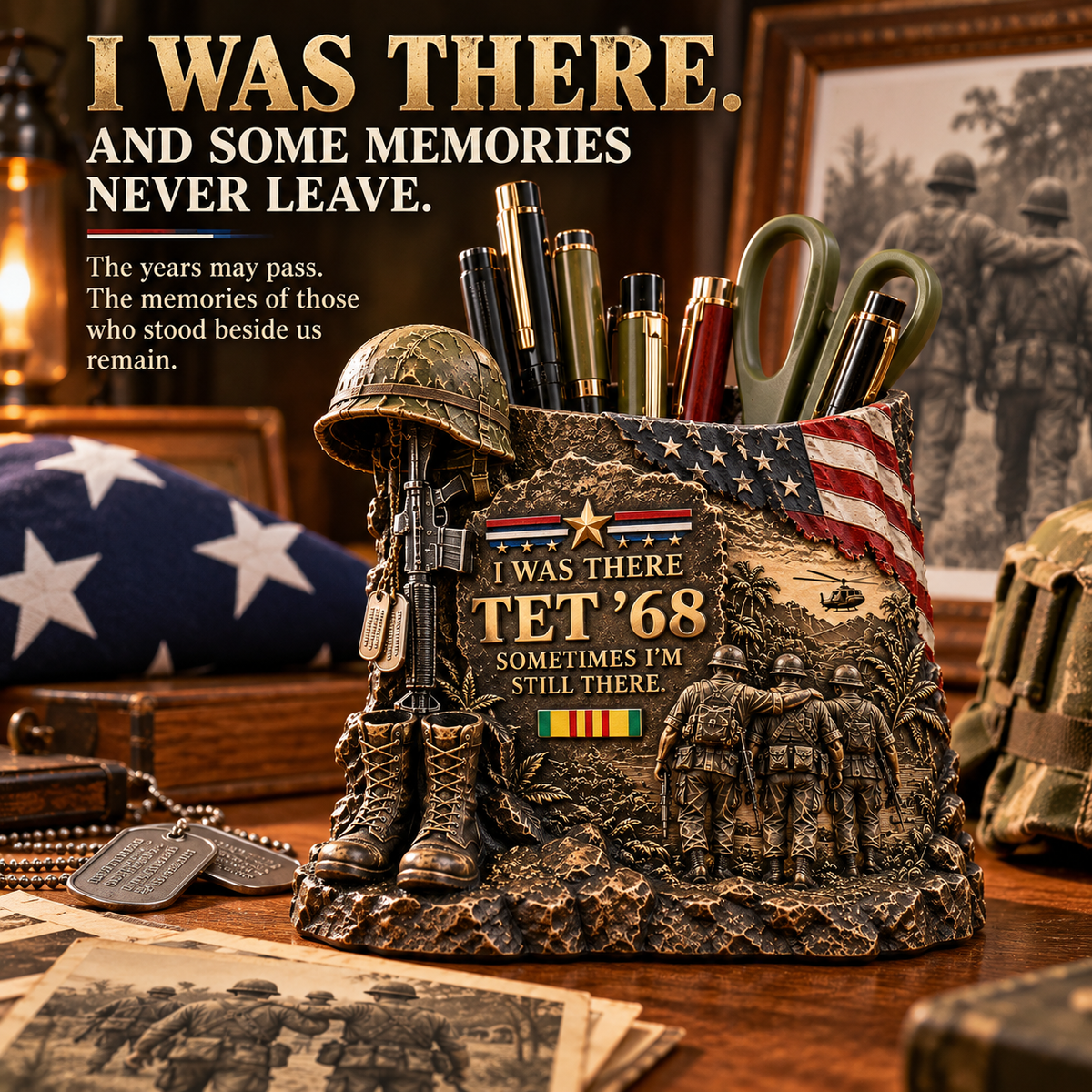 🇺🇸 I Was There. 🪖 Some Memories Never Leave. ❤️ TET ’68 Vietnam Veteran Memorial Pen Holder 🎖️🕊️