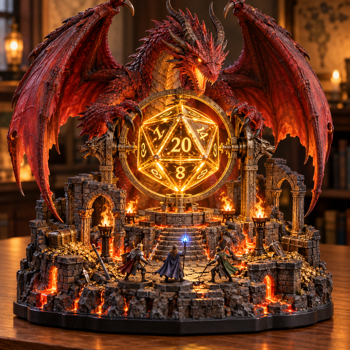 🐉 The Dragon Guards Your Roll | Lighted D20 Fantasy Diorama