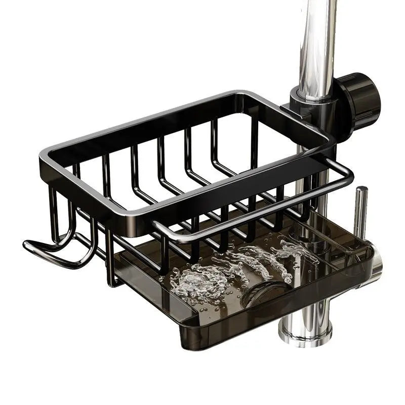 🧽💧 Faucet-Mounted Sink Organizer – Drain Rack with Drip Tray