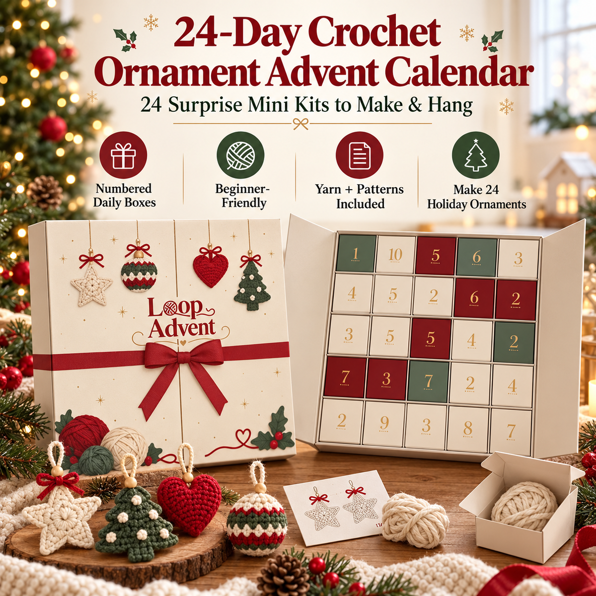 🎁🧶 Merry Stitch Advent™ | 24-Day Crochet Ornament Calendar