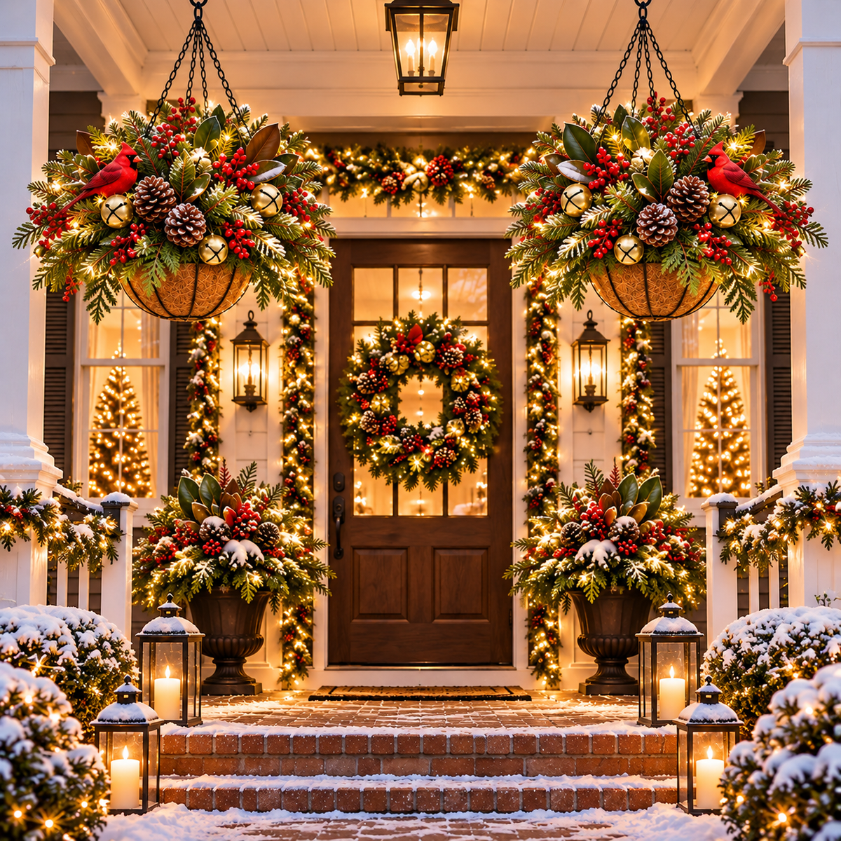 🎄 Last Day 50% OFF ✨Pre-Lit Holiday Hanging Basket| Pre-lit, weather-resistant, and zero maintenance