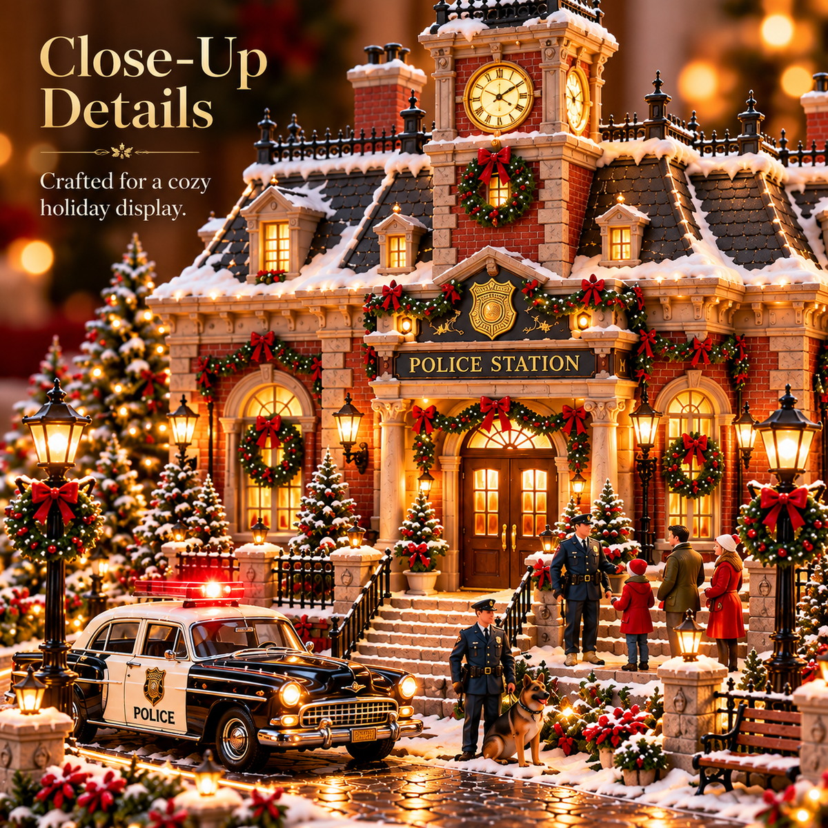 🎄🚓 Christmas Police Station Village™ | Lighted Holiday Scene with Patrol Car & K9
