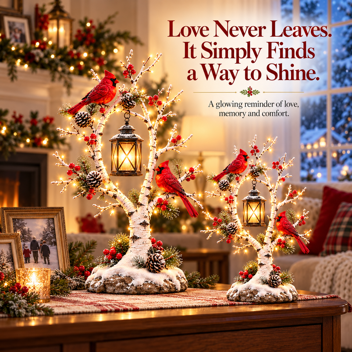 ❤️🐦 Winter Cardinals™ – Glowing Birch Lantern Tree of Love & Remembrance ✨