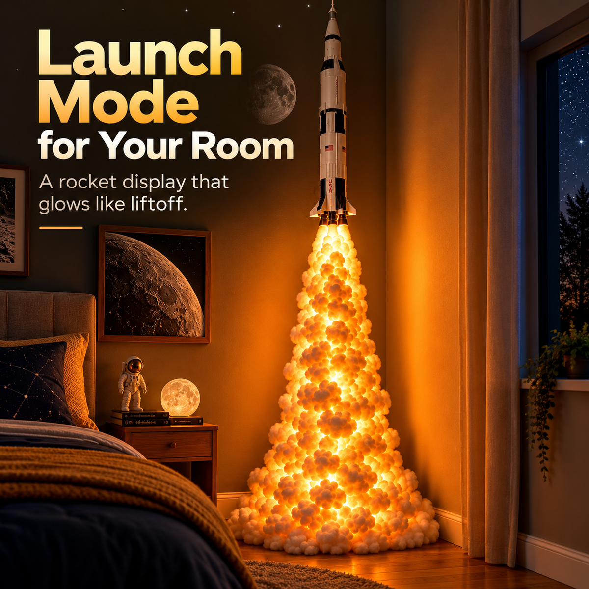 🚀🔥 Rocket Launch Cloud Lamp™ – 3D LED Blast-Off Wall Light
