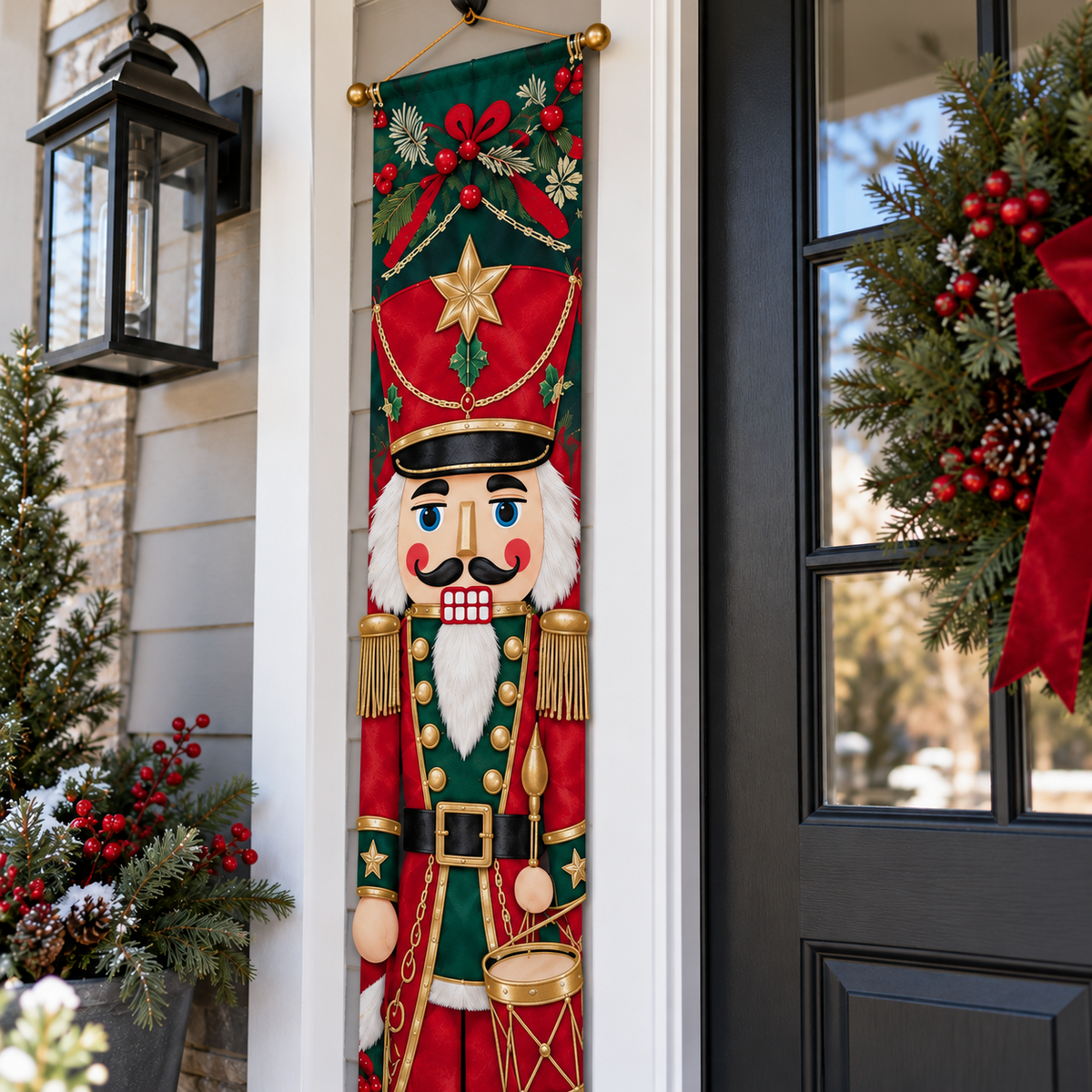 🎄🤴 Lighted Nutcracker Door Banner – Vintage Holiday Porch Decor