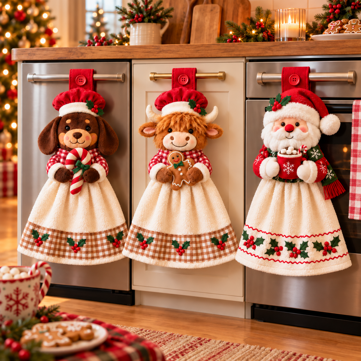 🎄🧻 Merry Kitchen Friends™ | Christmas Hanging Hand Towels – 3 Styles