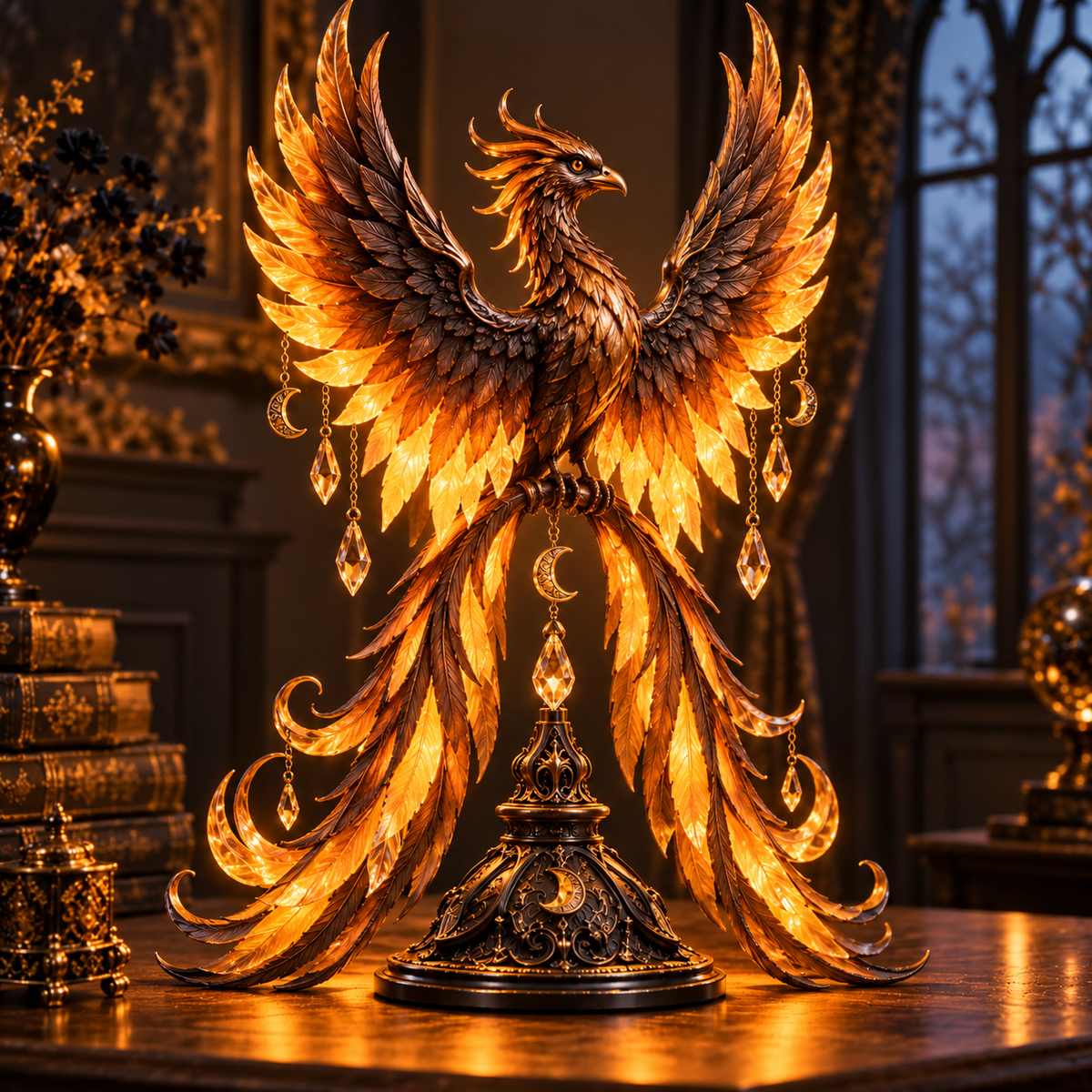 🖤🐦 Midnight Raven Glow™ | Illuminated Gothic Table Lamp