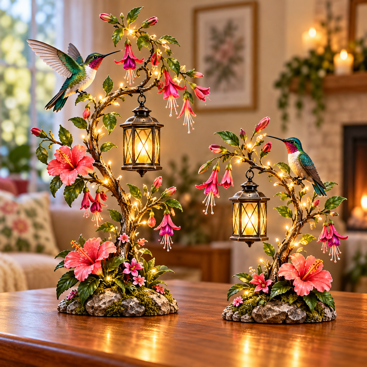 ✨🐦 Hummingbird Garden Glow™ | Lighted Floral Lantern Decor