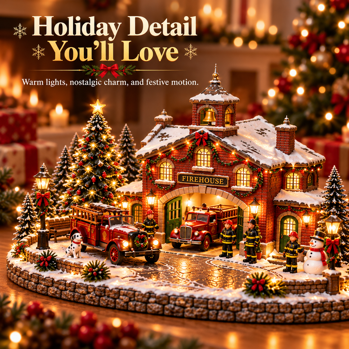 🚒❤️ A Christmas at the Station-Lighted Vintage Village Display