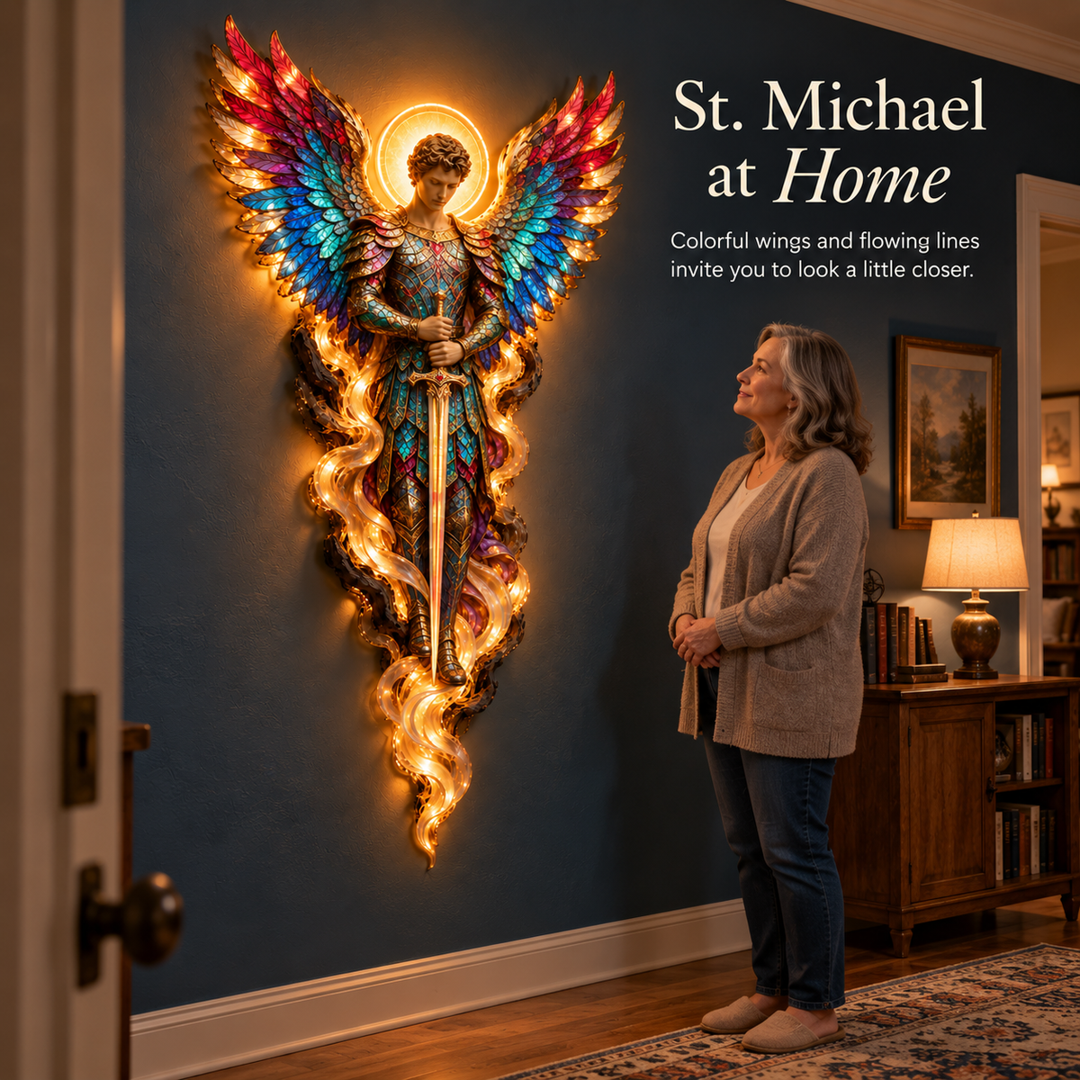 ✝️✨ Heavenly Angel Glow – Illuminated Faith Wall Decor