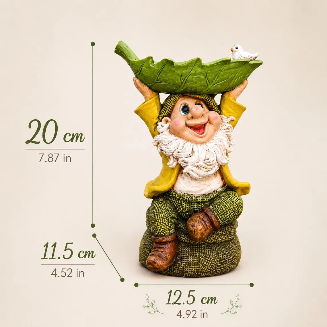 🍃🐦 Garden Gnome Bird Butler™ | Whimsical Leaf Bird Feeder Statue