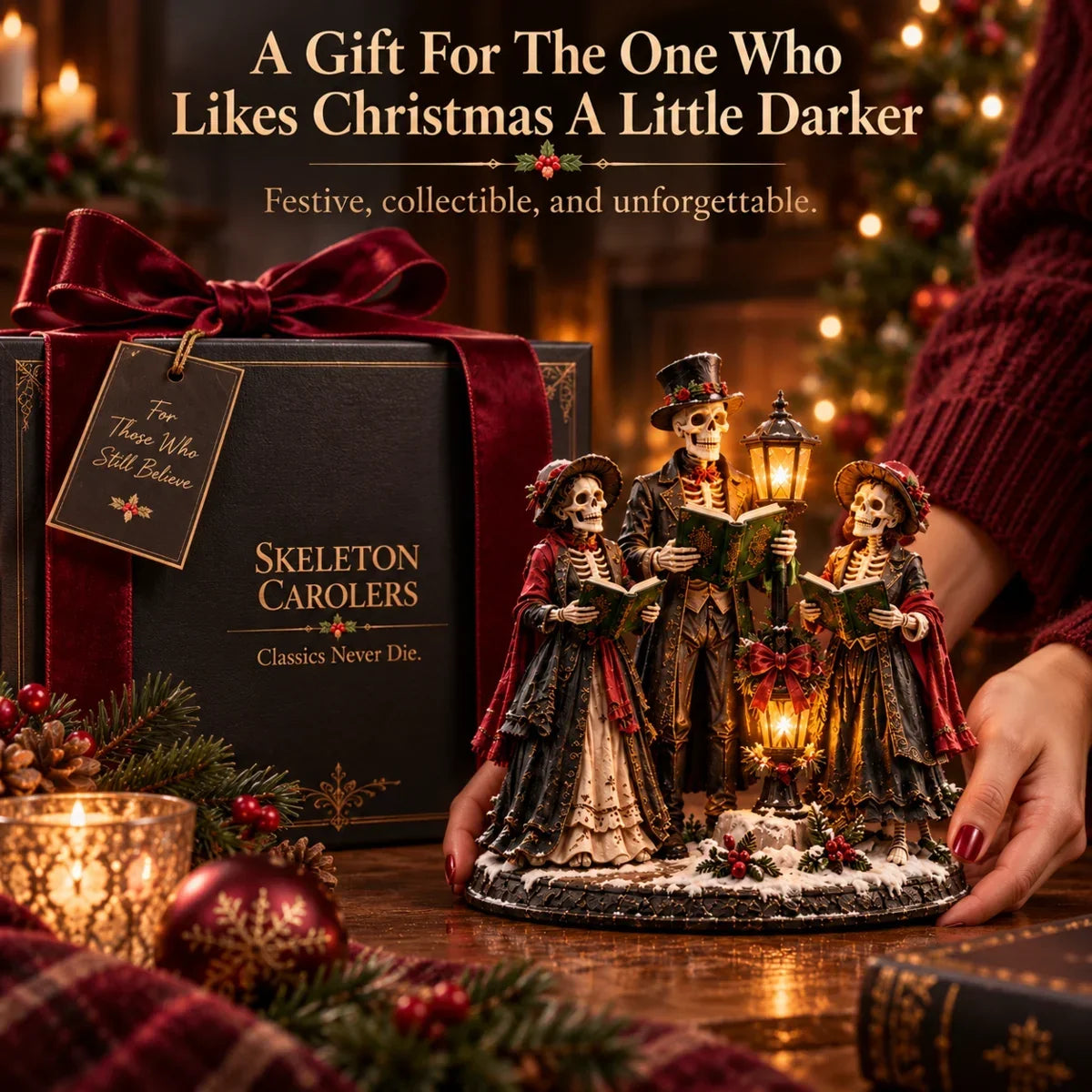 🎄👻 Silent Night, Spooky Night | 5 Lighted Gothic Christmas Figures
