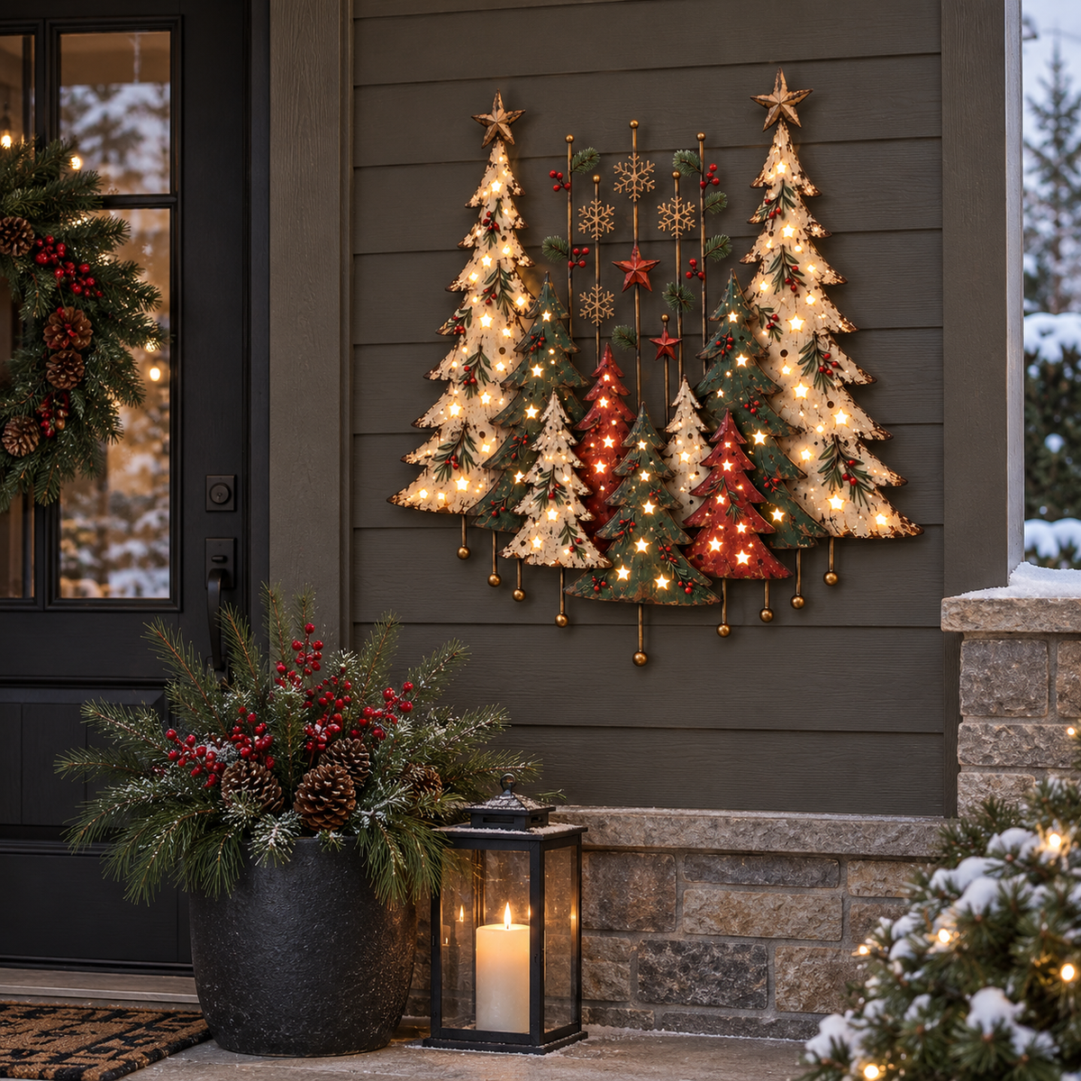 Old-fashioned Christmas forest wall decor