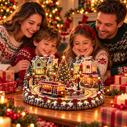 🚋🎄Christmas Railway Town  – Lighted San Francisco Cable Car & Chicago Train Holiday Scenes