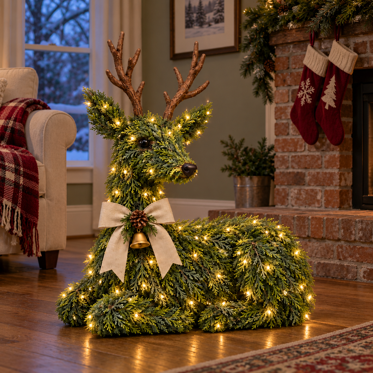 Evergreen Reindeer Christmas Decoration