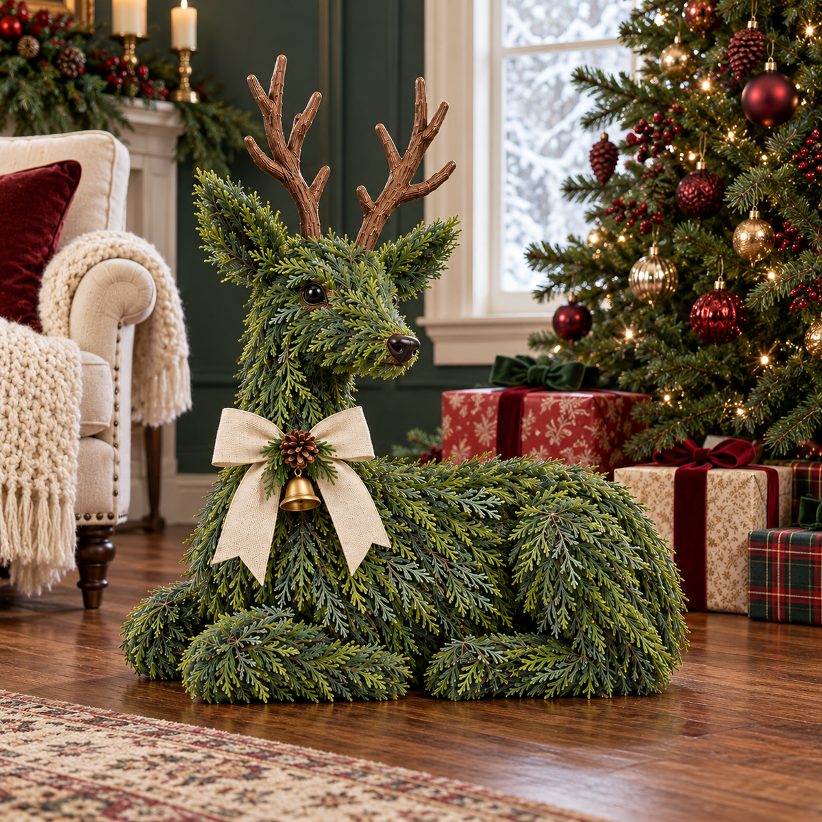 Evergreen Reindeer Christmas Decoration