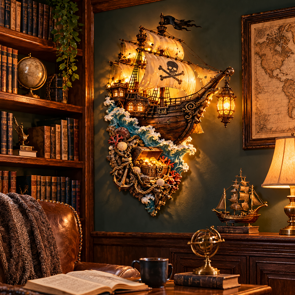 ⚓The Captain’s Last Voyage™ | Illuminated Pirate Wall Scene