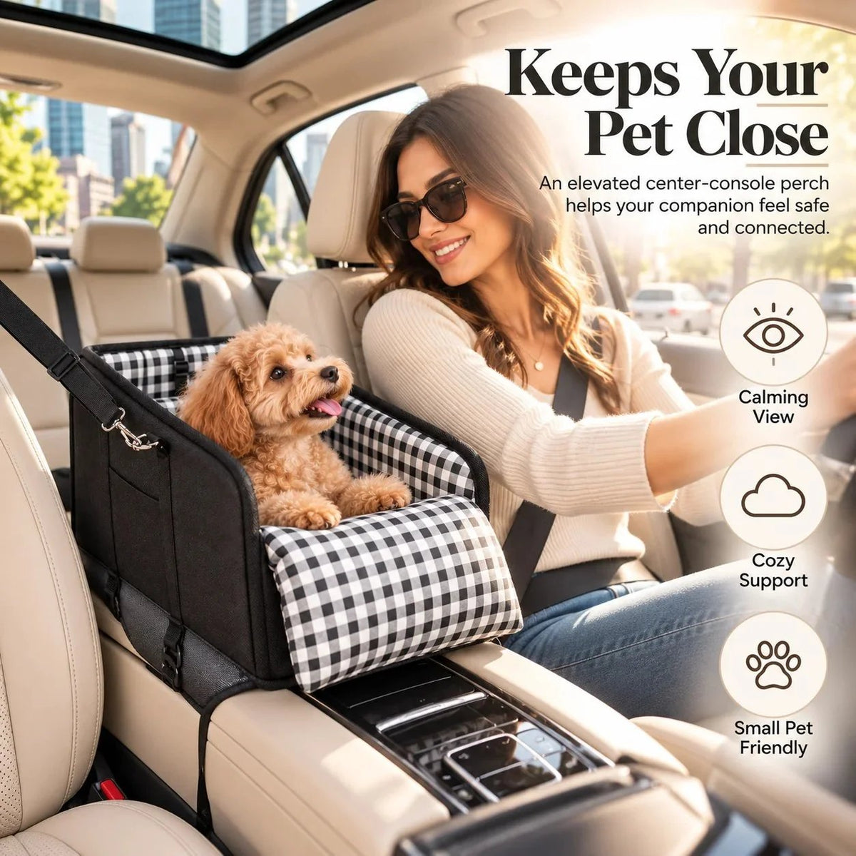 🐾🚙 PawNest Ride™ | Small Dog Center Console Car Seat