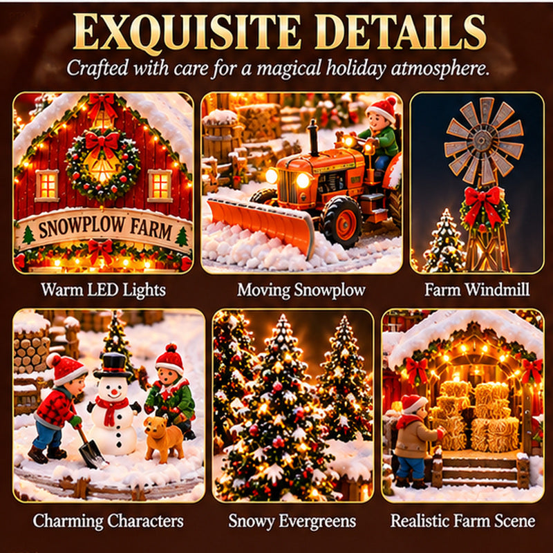 🚜❄️ Christmas Snowplow Farm Village™ – Animated Lighted Winter Barn Scene