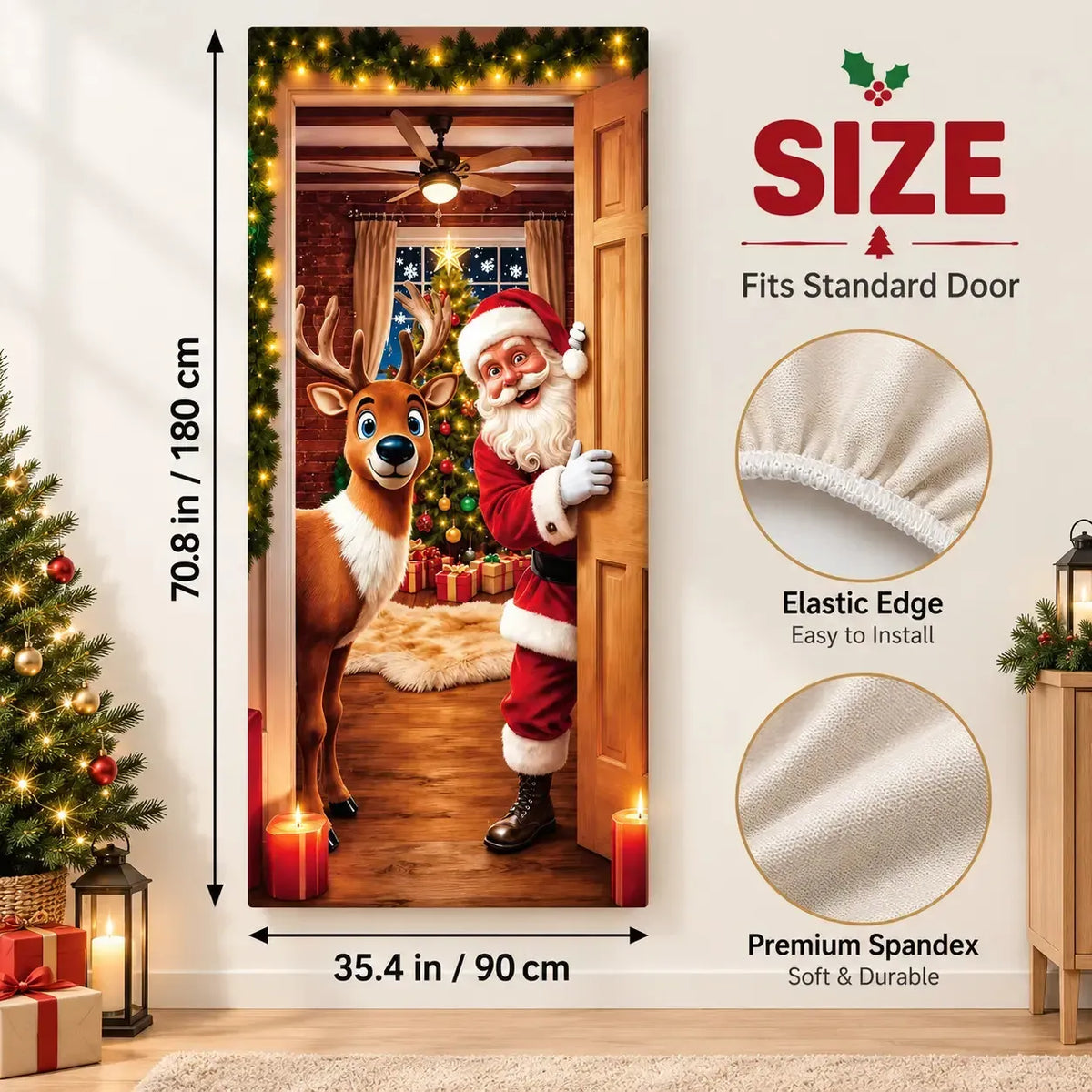 ✨⏳Only $12.99 Last Day Promotion🎄Christmas Santa Door Cover - Front Door Banner Decoration for Winter Holiday Supply✨
