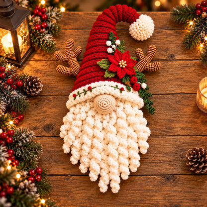 🦌🎄 Reindeer Gnome Crochet Pattern™ | Santa Hat Door Hanger
