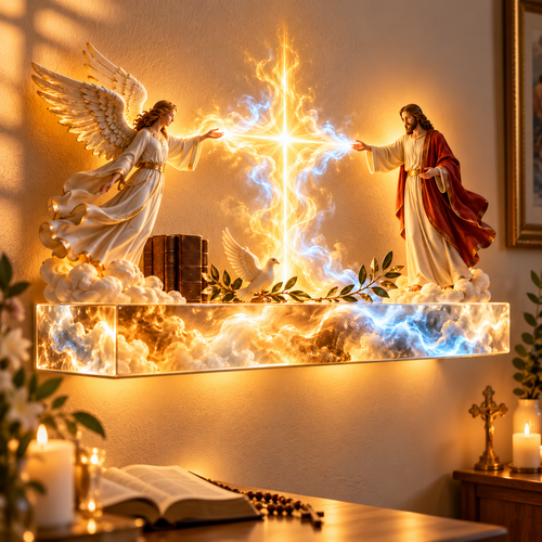 ✝️ Heaven’s Radiance | 3D Jesus & Angels Wall Decor