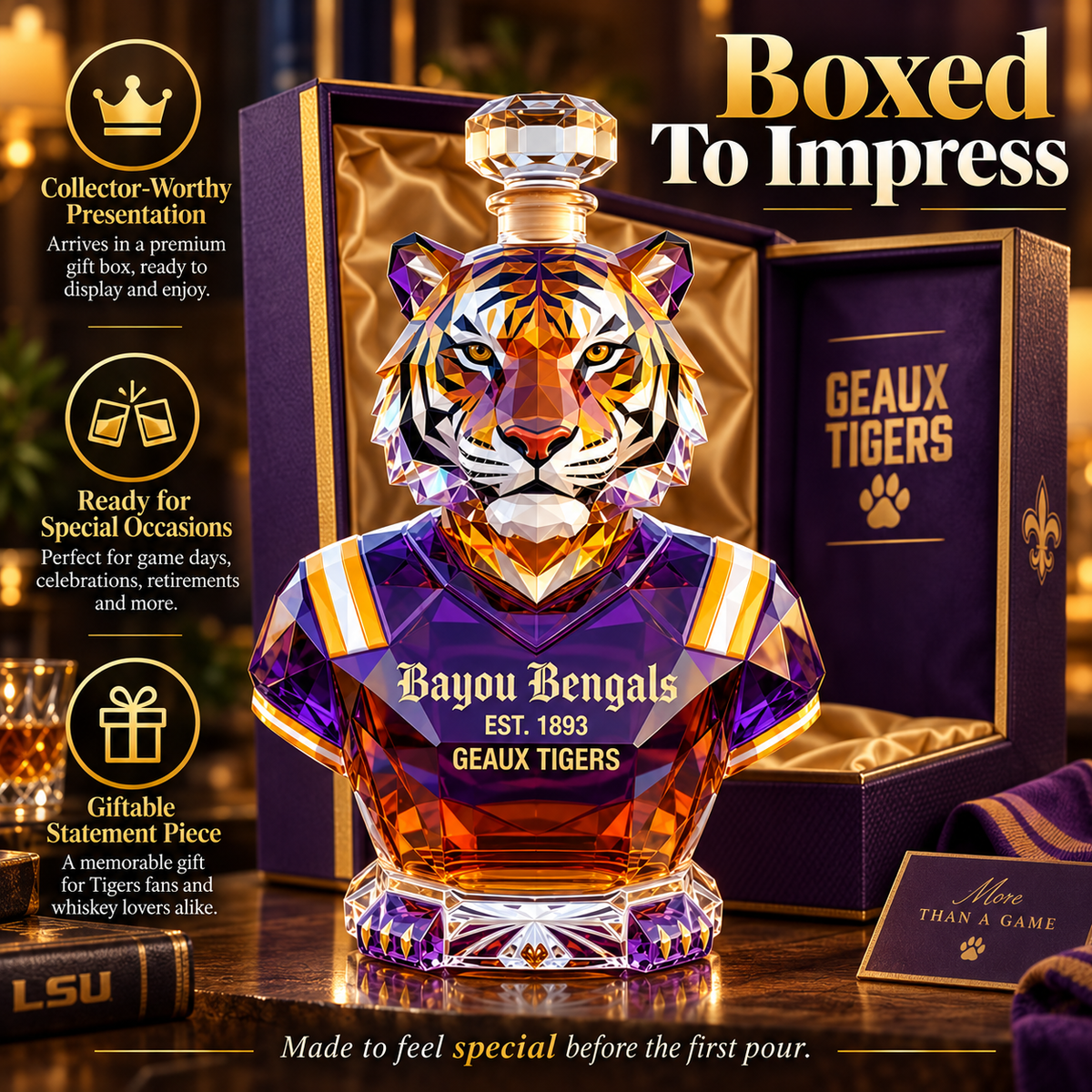 Bayou Bengals Limited Edition Whisky Bottle
