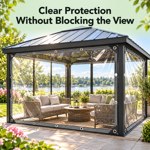💧🛠️ Reinforced Clear Waterproof Tarp – Outdoor Cover with Metal Grommets