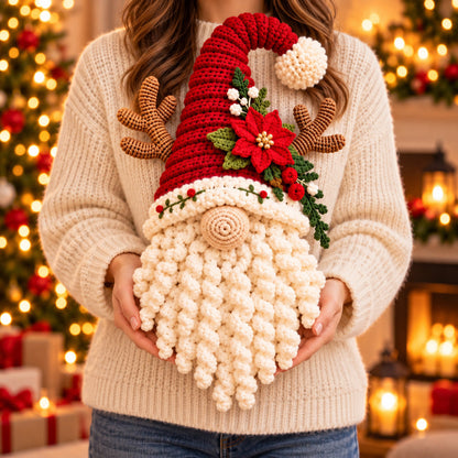 🦌🎄 Reindeer Gnome Crochet Pattern™ | Santa Hat Door Hanger
