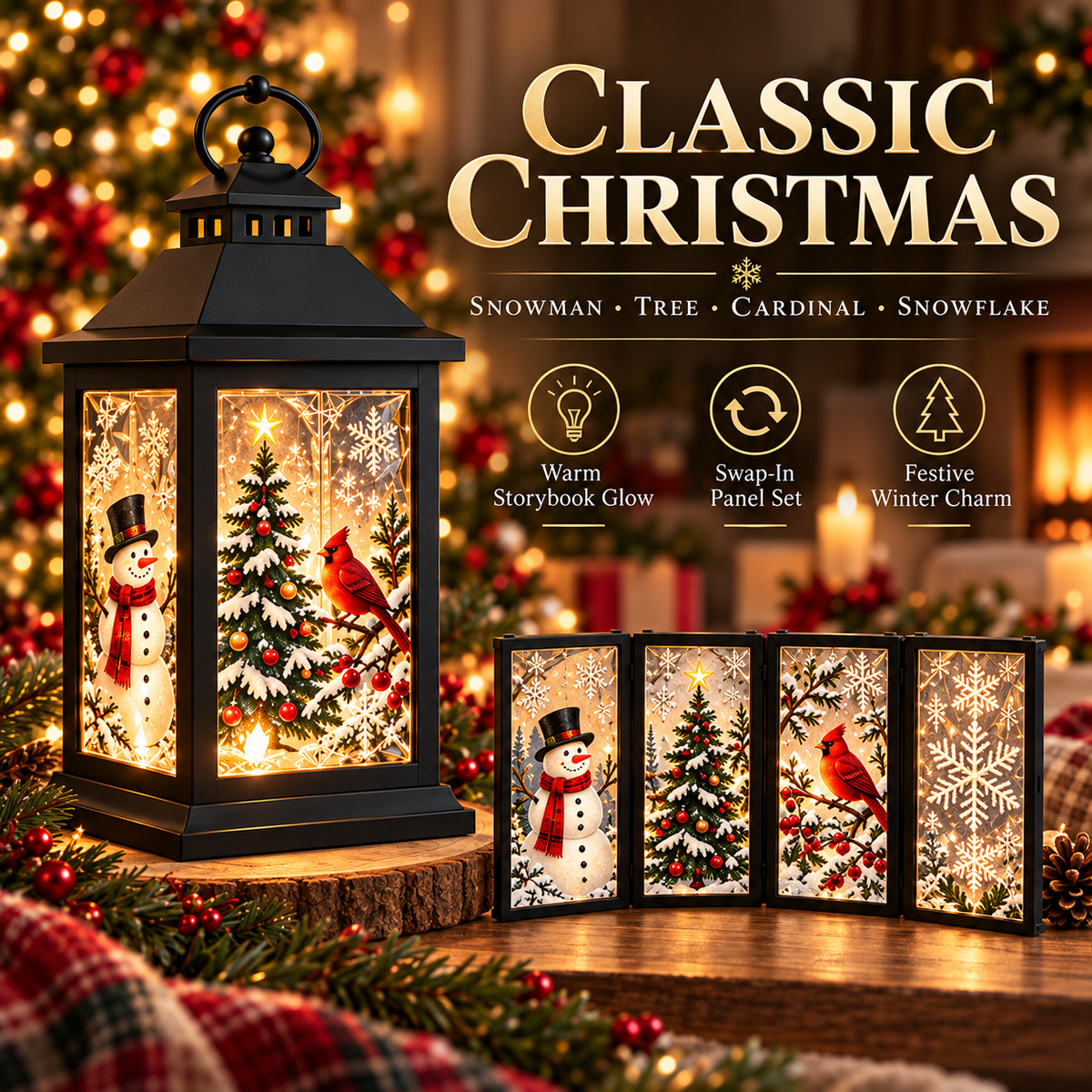 🎄💎 Interchangeable Crystal Holiday Lantern ✨ Light Up Seasonal Decor