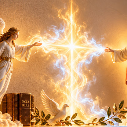 ✝️ Heaven’s Radiance | 3D Jesus & Angels Wall Decor