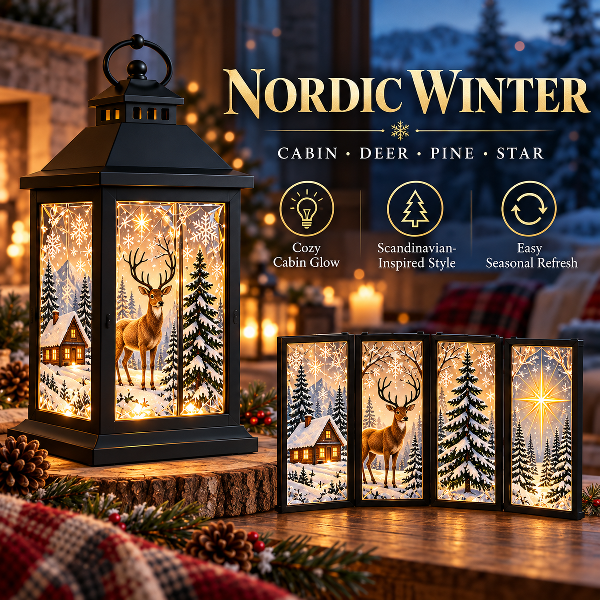 🎄💎 Interchangeable Crystal Holiday Lantern ✨ Light Up Seasonal Decor