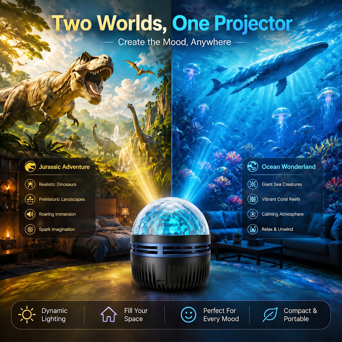 🌌 Celestial Rift™ | 360° Immersive Starfield Projector