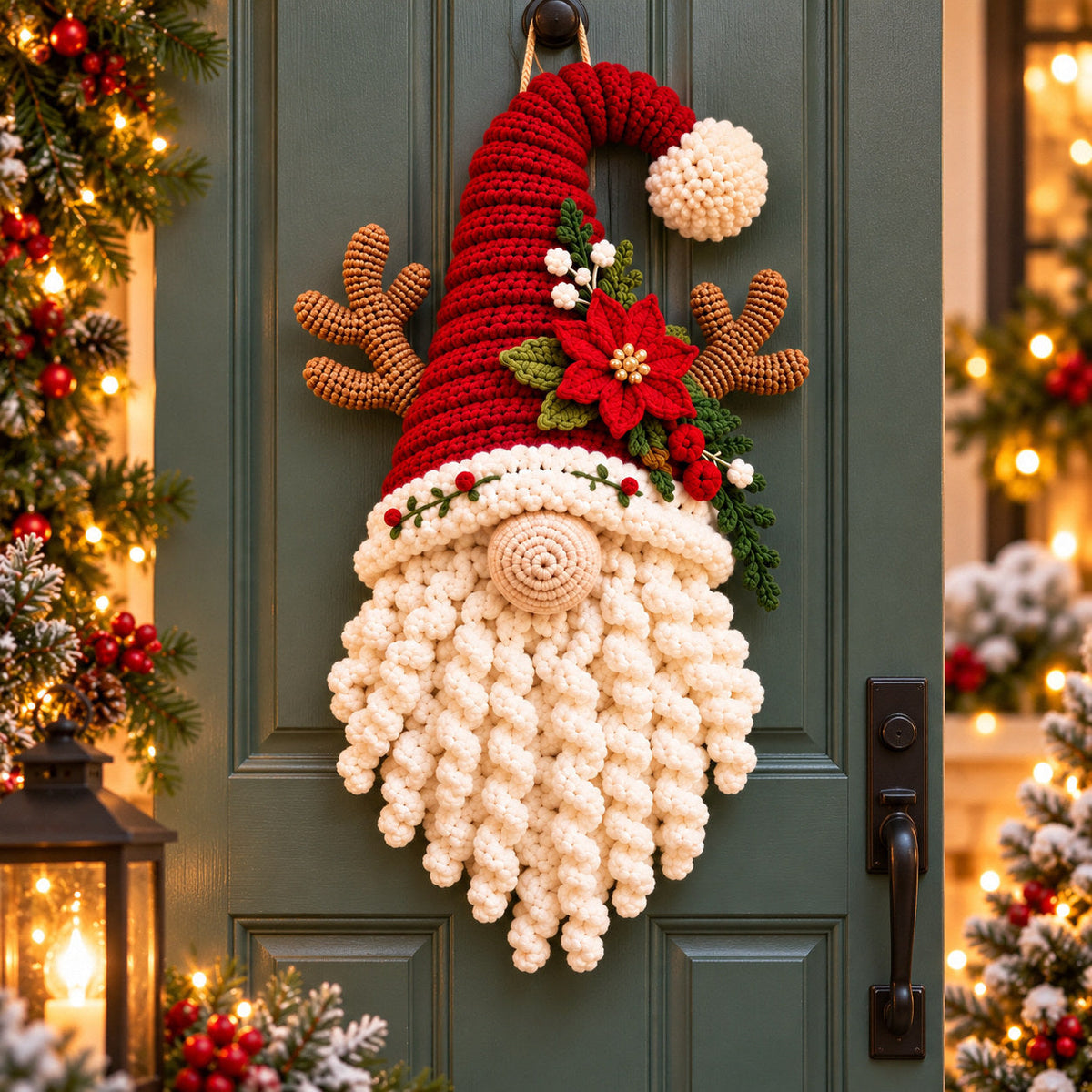 🦌🎄 Reindeer Gnome Crochet Pattern™ | Santa Hat Door Hanger