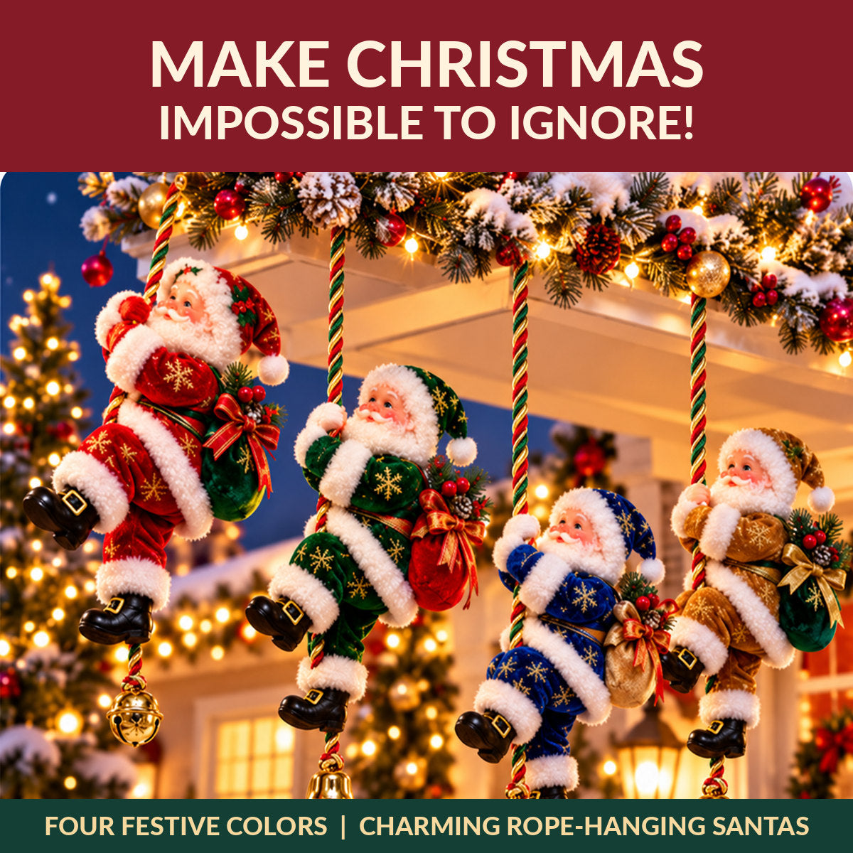 🎅🎄 Climbing Santa™ | Festive Christmas Rope Hanging Decor
