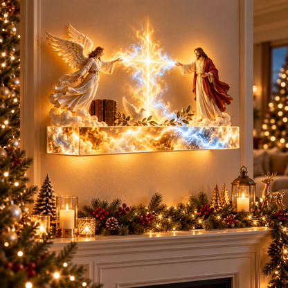 ✝️ Heaven’s Radiance | 3D Jesus & Angels Wall Decor