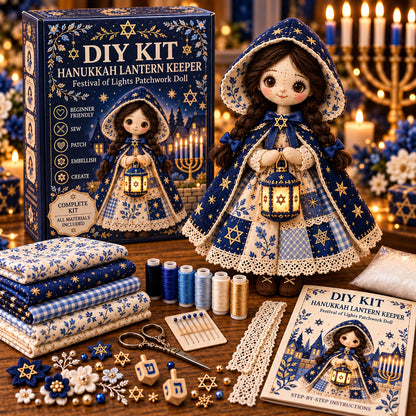 🕎🧵 Hanukkah DIY Patchwork Doll Kit – Handmade Festival of Lights Keepsake